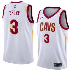 White Tierre Brown Twill Basketball Jersey -Cavaliers #3 Brown Twill Jerseys, FREE SHIPPING