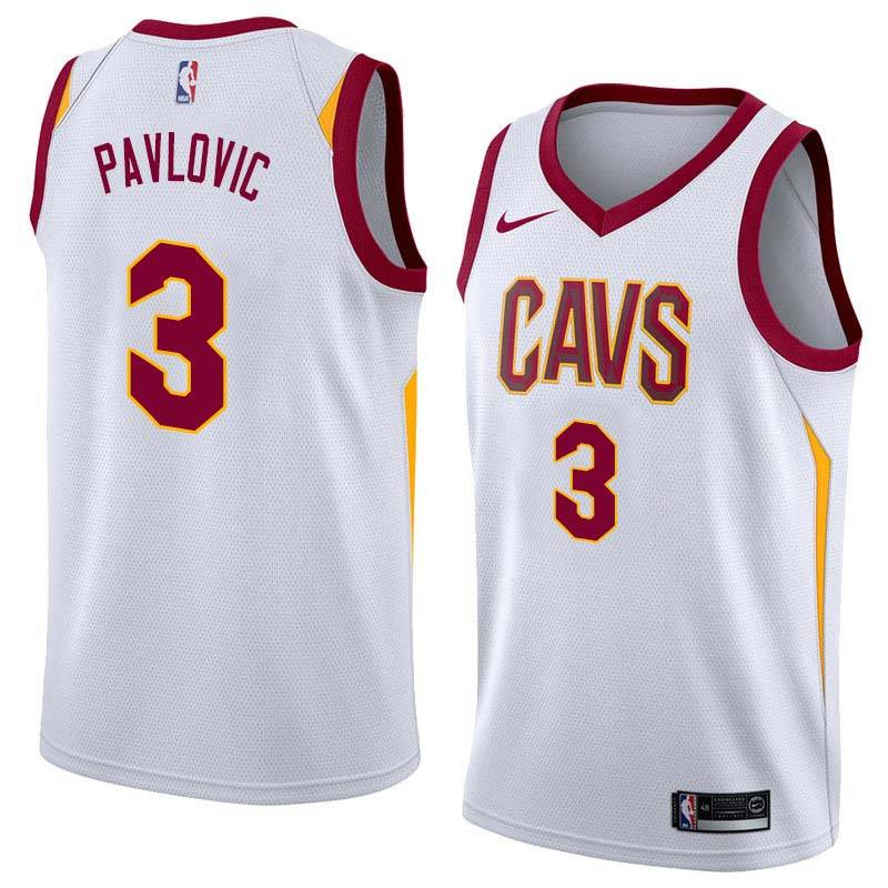 White Sasha Pavlovic Twill Basketball Jersey -Cavaliers #3 Pavlovic Twill Jerseys, FREE SHIPPING