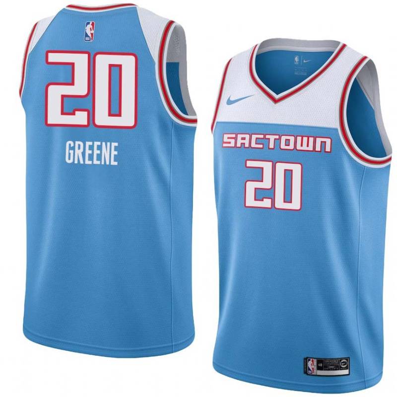 19_20_Light_Blue Donte Greene Kings #20 Twill Basketball Jersey FREE SHIPPING