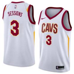 White Ramon Sessions Twill Basketball Jersey -Cavaliers #3 Sessions Twill Jerseys, FREE SHIPPING