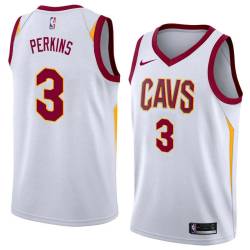 White Kendrick Perkins Twill Basketball Jersey -Cavaliers #3 Perkins Twill Jerseys, FREE SHIPPING