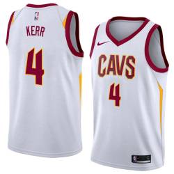 White Steve Kerr Twill Basketball Jersey -Cavaliers #4 Kerr Twill Jerseys, FREE SHIPPING