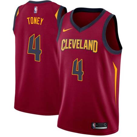 Burgundy Sedric Toney Twill Basketball Jersey -Cavaliers #4 Toney Twill Jerseys, FREE SHIPPING