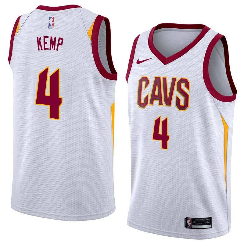 White Shawn Kemp Twill Basketball Jersey -Cavaliers #4 Kemp Twill Jerseys, FREE SHIPPING