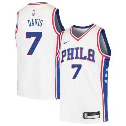 White Mark Davis Twill Basketball Jersey -76ers #7 Davis Twill Jerseys, FREE SHIPPING