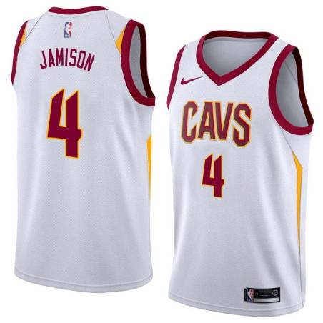 White Antawn Jamison Twill Basketball Jersey -Cavaliers #4 Jamison Twill Jerseys, FREE SHIPPING