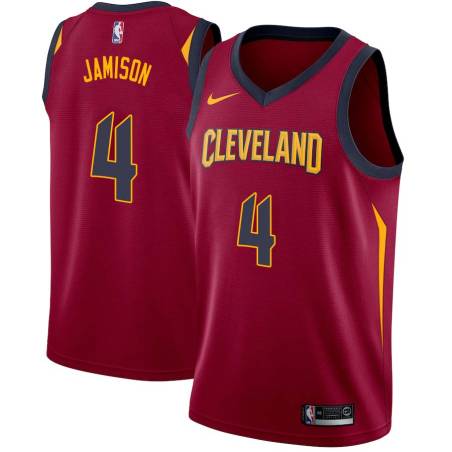 Burgundy Antawn Jamison Twill Basketball Jersey -Cavaliers #4 Jamison Twill Jerseys, FREE SHIPPING