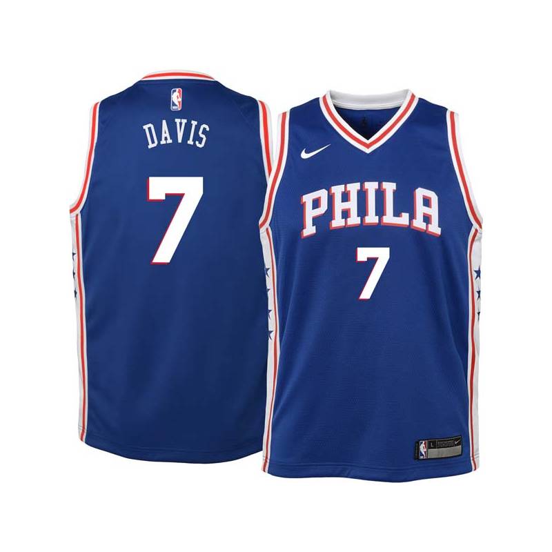 Blue Mark Davis Twill Basketball Jersey -76ers #7 Davis Twill Jerseys, FREE SHIPPING