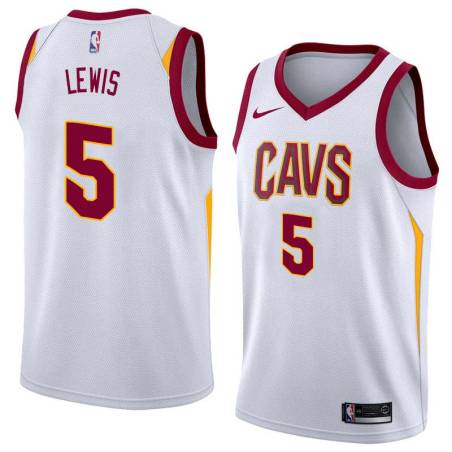 White Bobby Lewis Twill Basketball Jersey -Cavaliers #5 Lewis Twill Jerseys, FREE SHIPPING