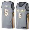 Gray Bobby Lewis Twill Basketball Jersey -Cavaliers #5 Lewis Twill Jerseys, FREE SHIPPING