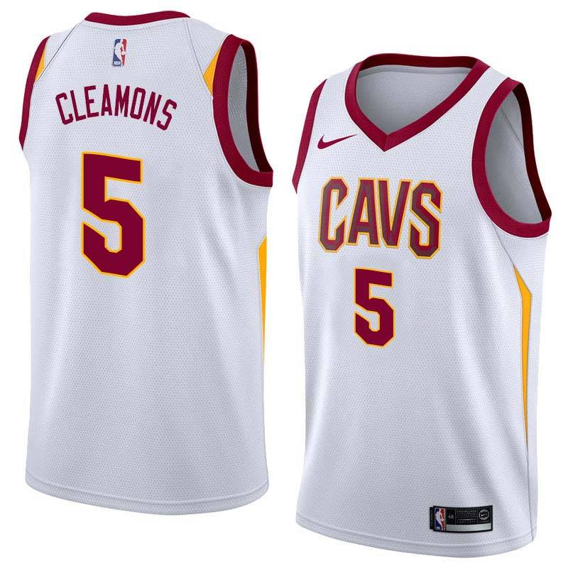 White Jim Cleamons Twill Basketball Jersey -Cavaliers #5 Cleamons Twill Jerseys, FREE SHIPPING