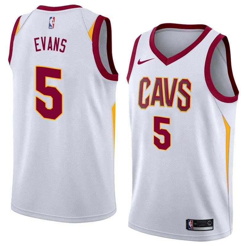 White Mike Evans Twill Basketball Jersey -Cavaliers #5 Evans Twill Jerseys, FREE SHIPPING