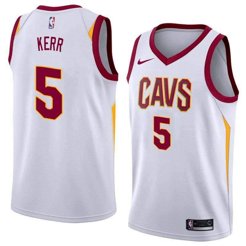 White Steve Kerr Twill Basketball Jersey -Cavaliers #5 Kerr Twill Jerseys, FREE SHIPPING