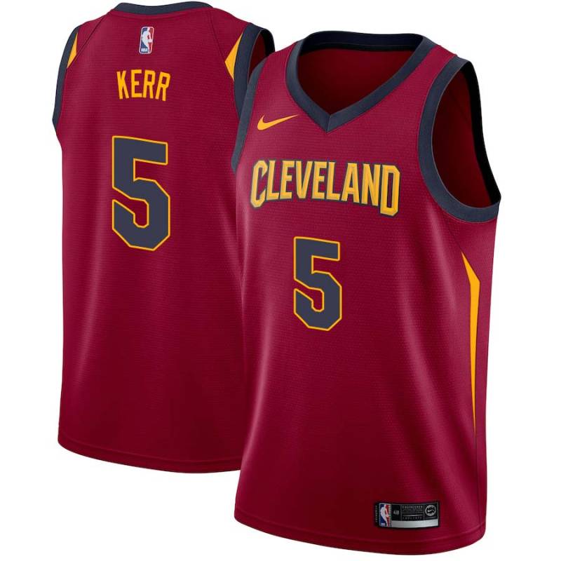 Burgundy Steve Kerr Twill Basketball Jersey -Cavaliers #5 Kerr Twill Jerseys, FREE SHIPPING