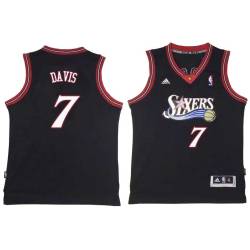 Black Throwback Mark Davis Twill Basketball Jersey -76ers #7 Davis Twill Jerseys, FREE SHIPPING