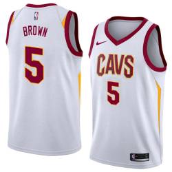 White Kedrick Brown Twill Basketball Jersey -Cavaliers #5 Brown Twill Jerseys, FREE SHIPPING