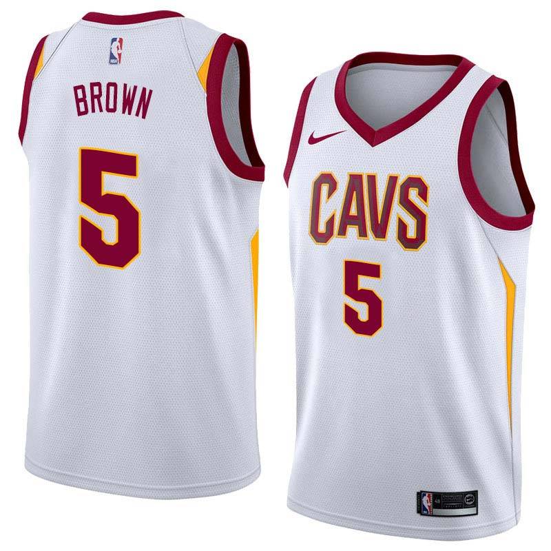 White Kedrick Brown Twill Basketball Jersey -Cavaliers #5 Brown Twill Jerseys, FREE SHIPPING