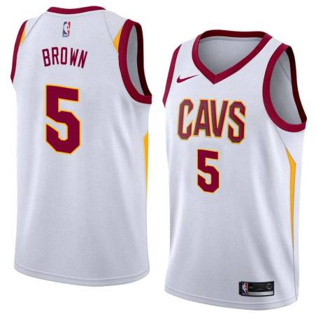 White Kedrick Brown Twill Basketball Jersey -Cavaliers #5 Brown Twill Jerseys, FREE SHIPPING