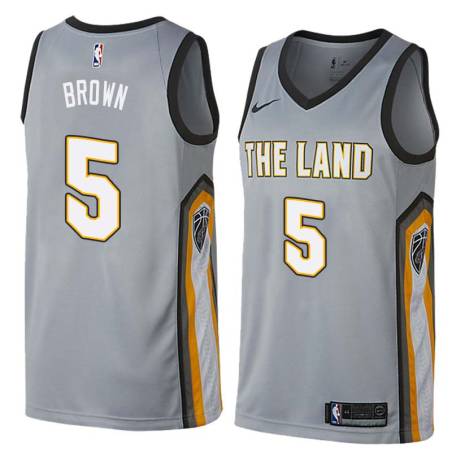 Gray Kedrick Brown Twill Basketball Jersey -Cavaliers #5 Brown Twill Jerseys, FREE SHIPPING