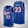 Blue_Throwback Michael Bradley Kings #33 Twill Basketball Jersey FREE SHIPPING