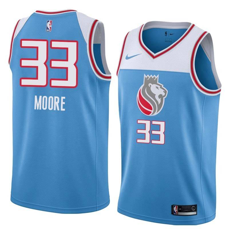 18-19_Light_Blue Mikki Moore Kings #33 Twill Basketball Jersey FREE SHIPPING