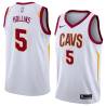 White Ryan Hollins Twill Basketball Jersey -Cavaliers #5 Hollins Twill Jerseys, FREE SHIPPING