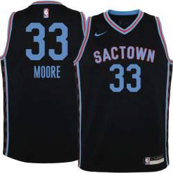 20-21_Black_City Mikki Moore Kings #33 Twill Basketball Jersey FREE SHIPPING