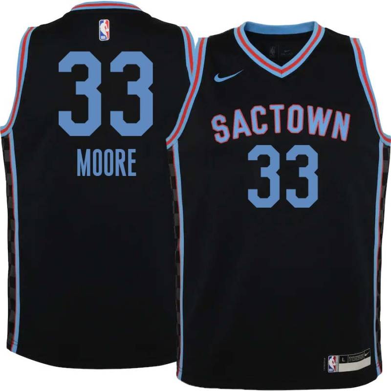 20-21_Black_City Mikki Moore Kings #33 Twill Basketball Jersey FREE SHIPPING