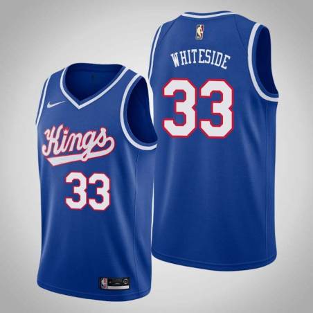 Blue_Throwback Hassan Whiteside Kings #33 Twill Basketball Jersey FREE SHIPPING