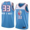 18-19_Light_Blue Luc Mbah a Moute Kings #33 Twill Basketball Jersey FREE SHIPPING