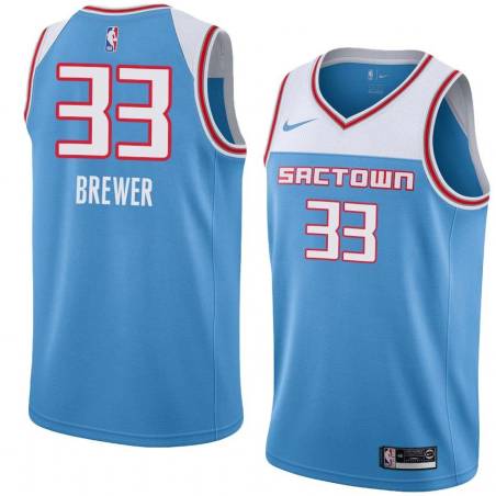 19_20_Light_Blue Corey Brewer Kings #33 Twill Basketball Jersey FREE SHIPPING