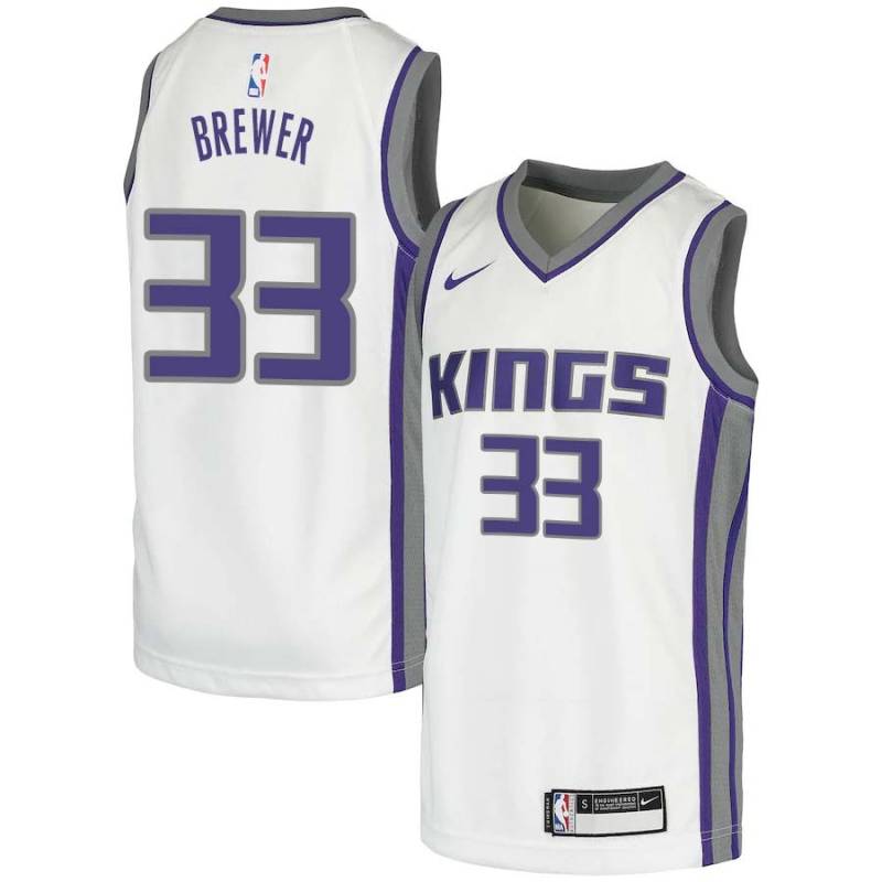 White Corey Brewer Kings #33 Twill Basketball Jersey FREE SHIPPING