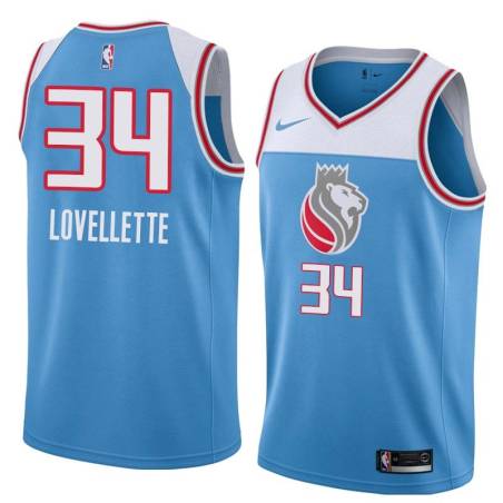 18-19_Light_Blue Clyde Lovellette Kings #34 Twill Basketball Jersey FREE SHIPPING