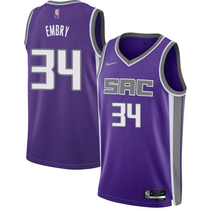 21-22_Purple_Diamond Wayne Embry Kings #34 Twill Basketball Jersey FREE SHIPPING