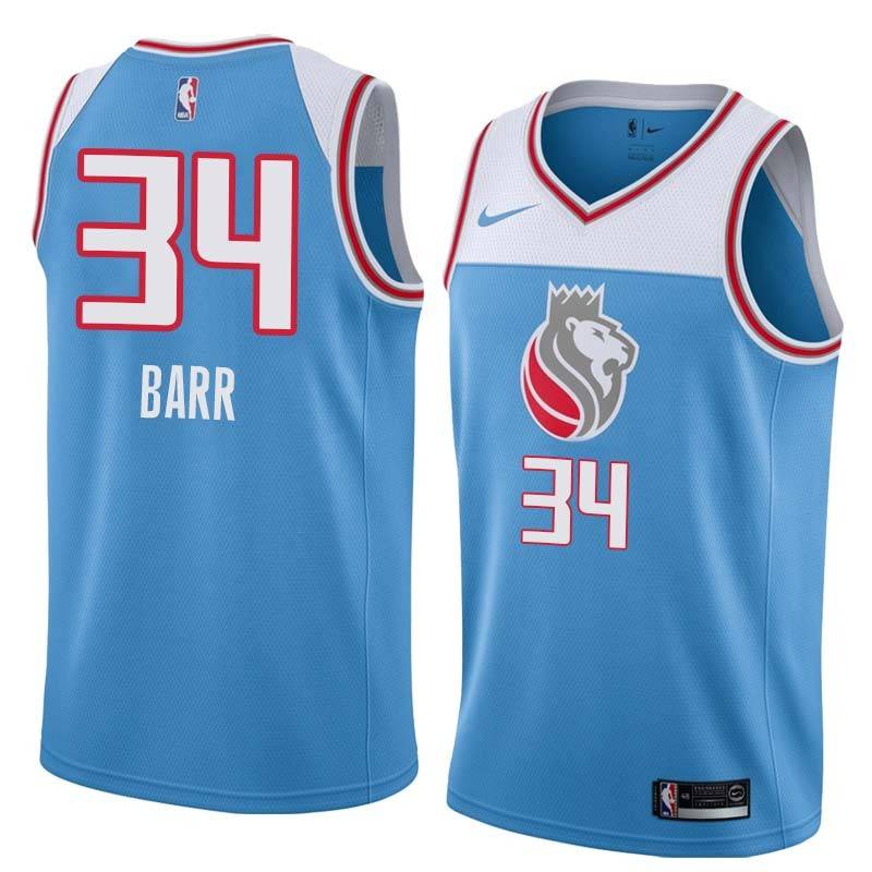 18-19_Light_Blue Mike Barr Kings #34 Twill Basketball Jersey FREE SHIPPING