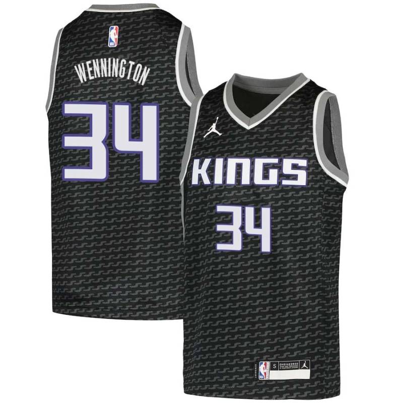 Black Bill Wennington Kings #34 Twill Basketball Jersey FREE SHIPPING