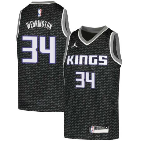 Black Bill Wennington Kings #34 Twill Basketball Jersey FREE SHIPPING