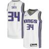 White Michael Smith Kings #34 Twill Basketball Jersey FREE SHIPPING