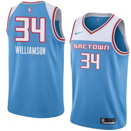 19_20_Light_Blue Corliss Williamson Kings #34 Twill Basketball Jersey FREE SHIPPING