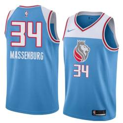 18-19_Light_Blue Tony Massenburg Kings #34 Twill Basketball Jersey FREE SHIPPING