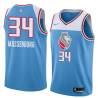 18-19_Light_Blue Tony Massenburg Kings #34 Twill Basketball Jersey FREE SHIPPING