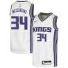 White Tony Massenburg Kings #34 Twill Basketball Jersey FREE SHIPPING