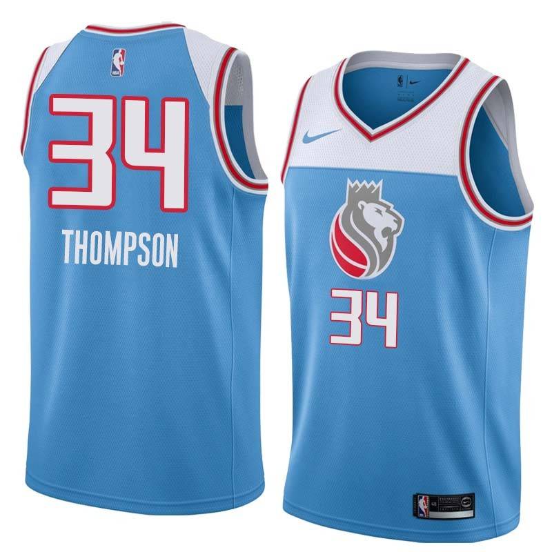 18-19_Light_Blue Jason Thompson Kings #34 Twill Basketball Jersey FREE SHIPPING