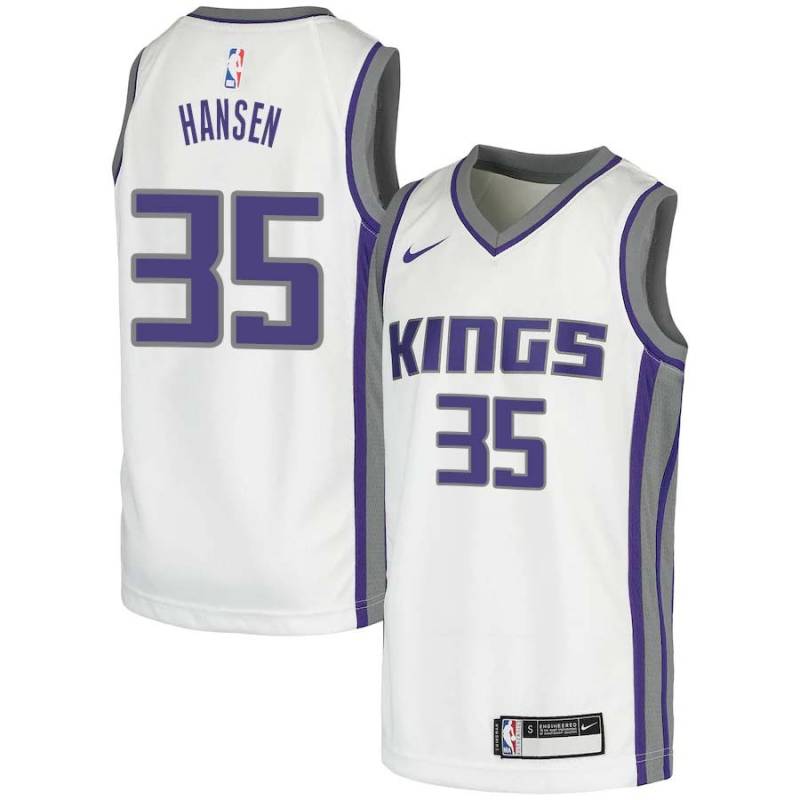 White Glenn Hansen Kings #35 Twill Basketball Jersey FREE SHIPPING