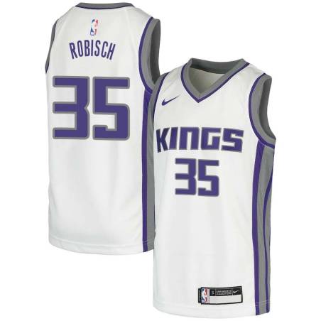 White Dave Robisch Kings #35 Twill Basketball Jersey FREE SHIPPING