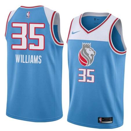 18-19_Light_Blue Mike Williams Kings #35 Twill Basketball Jersey FREE SHIPPING