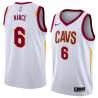 White Larry Nance Twill Basketball Jersey -Cavaliers #6 Nance Twill Jerseys, FREE SHIPPING