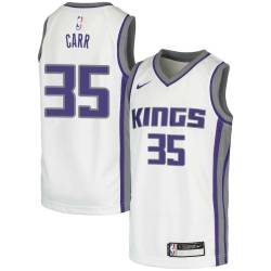 White Antoine Carr Kings #35 Twill Basketball Jersey FREE SHIPPING