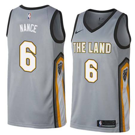 Gray Larry Nance Twill Basketball Jersey -Cavaliers #6 Nance Twill Jerseys, FREE SHIPPING