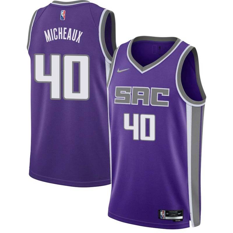 21-22_Purple_Diamond Larry Micheaux Kings #40 Twill Basketball Jersey FREE SHIPPING